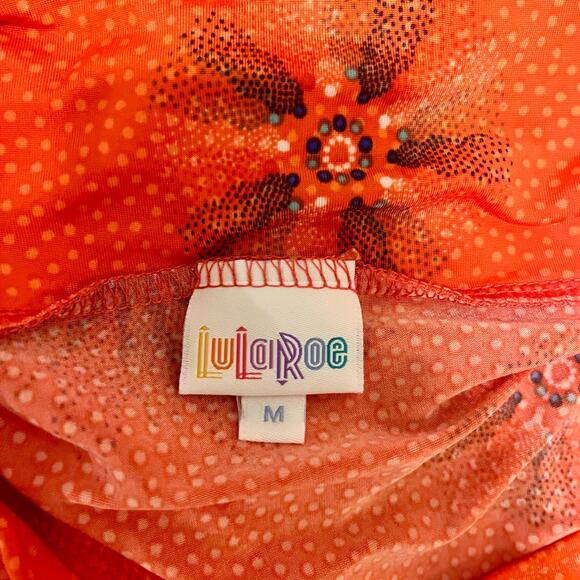 LuLaRoe Azure Skirt, Medium, Orange Starburst Yoga Waistband - Picture 3 of 4